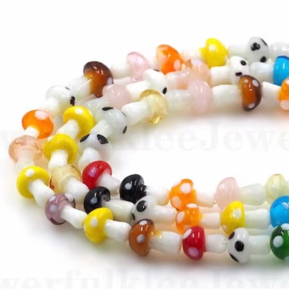 Glass mushroom bead DIY jewelry making/garland accessories